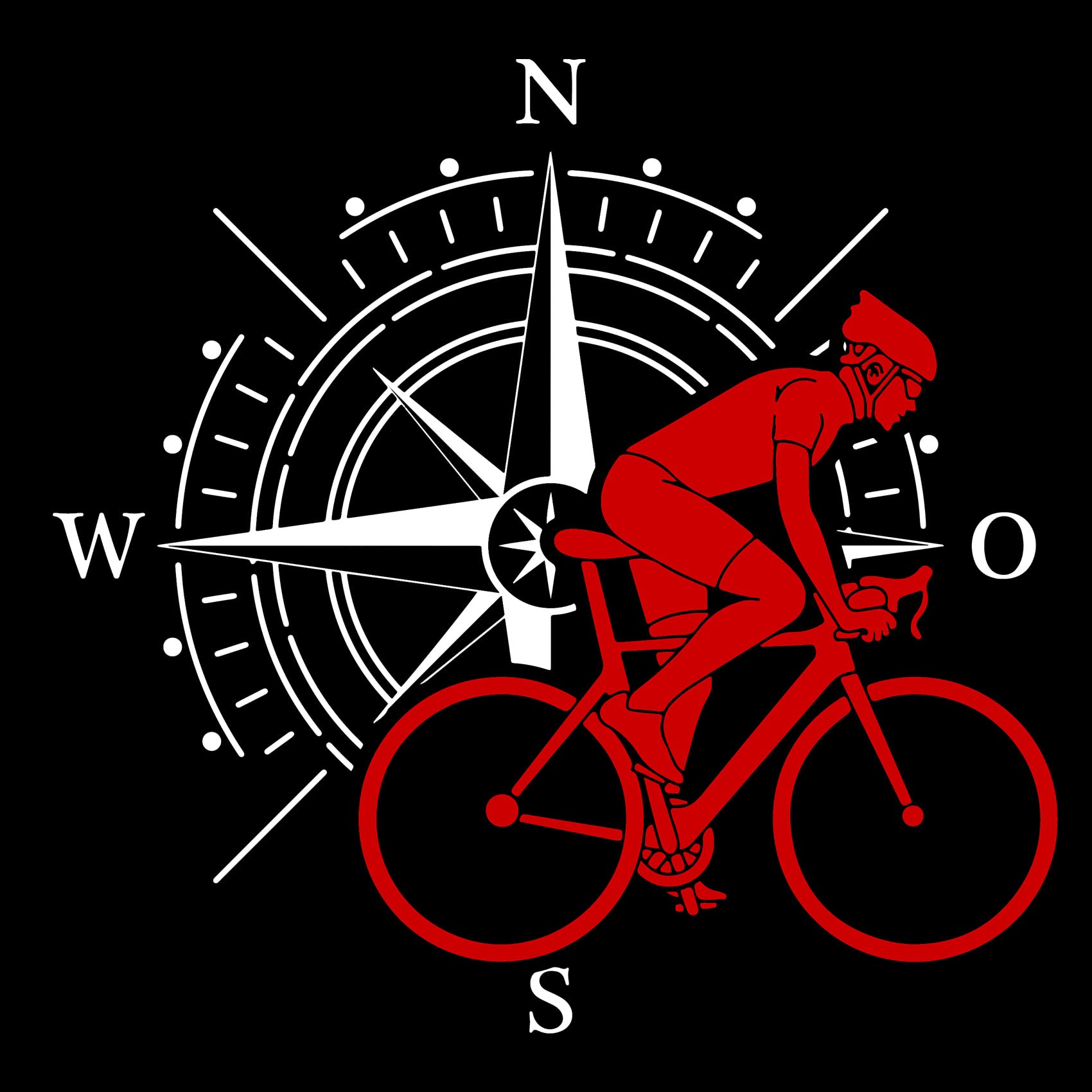 Autoaufkleber Kompass Sport Bike 61x60cm Windrose Sticker Folie für Auto Wohnwagen Anhänger Aufkleber Selbstklebend Kfz Zubehör KX072 KX073 (Kompass weiß, Fahrrad Rot)