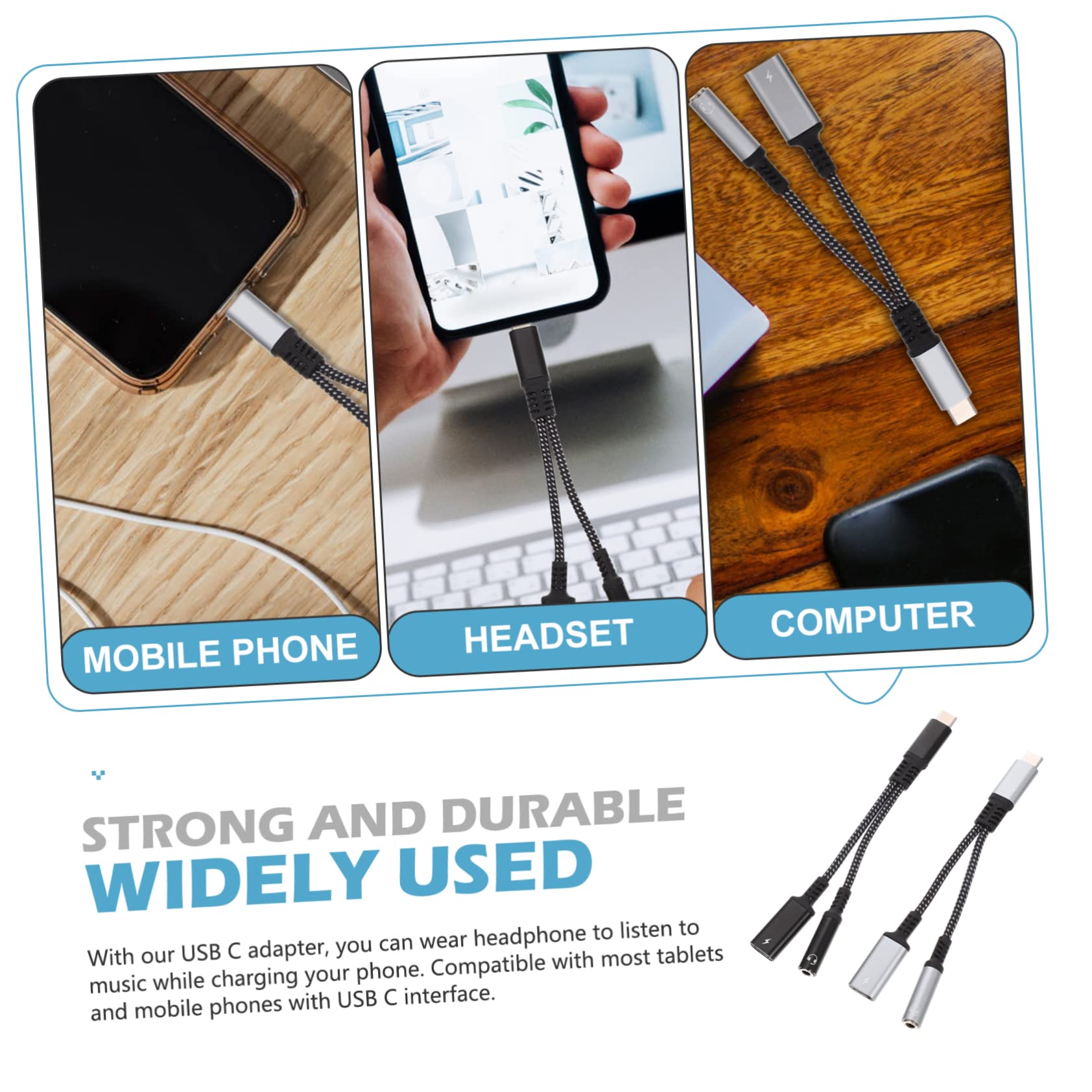 Hemobllo 3st Typc Kopfhörer Schalter 5mm Typ c Adapter 3,5-mm-audioadapter Adapter Für Kopfhöreranschluss USB c Auf Aux Adapter Typ c Auf 3,5 Mm Adapter USB-c-Adapter Type Anzahl Nylon-Seil