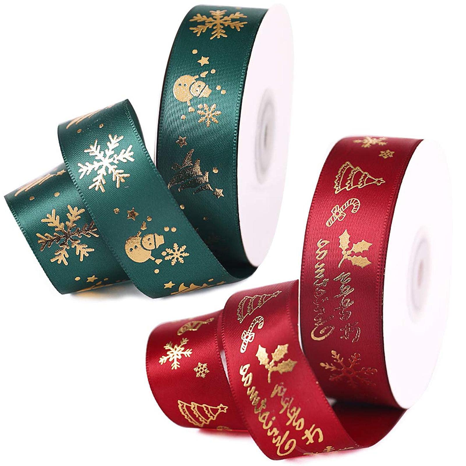 Ruban de Noël imprimé en grosgrain 22m idéal pour décorer le sapin et emballer les cadeaux