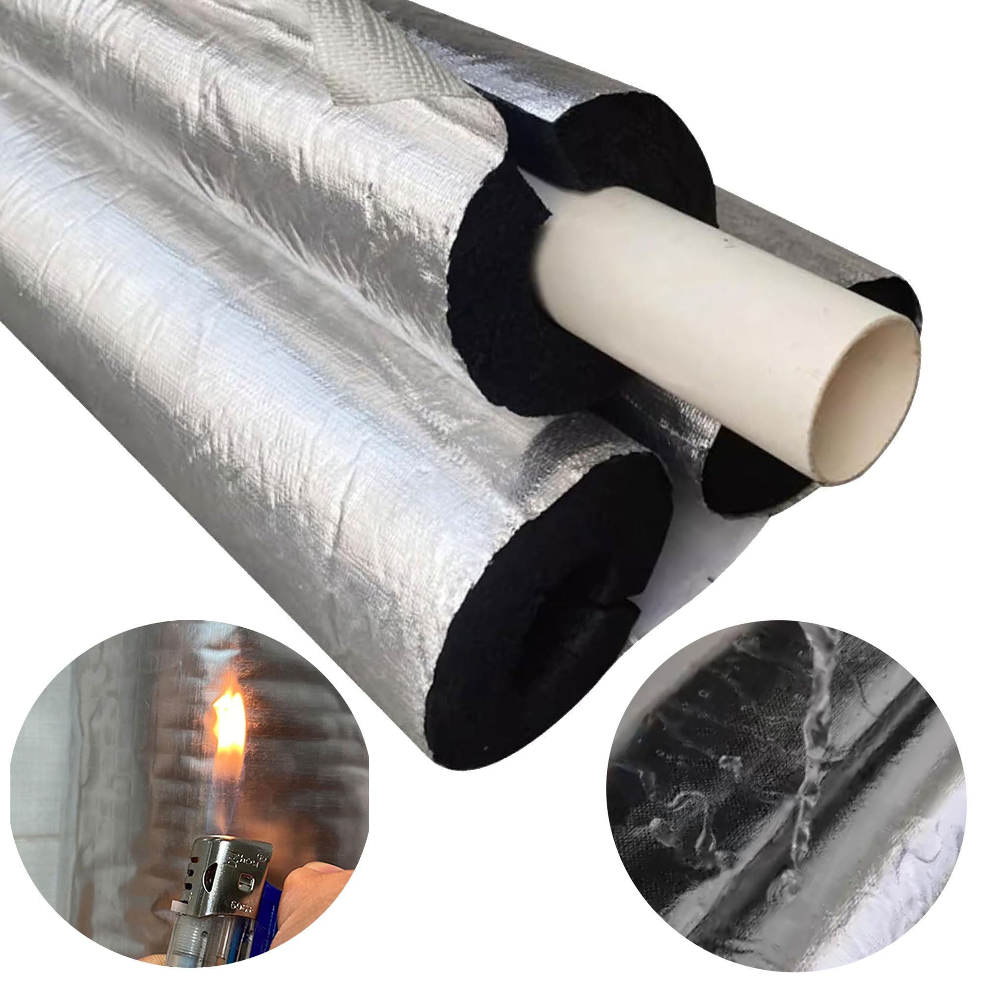 Wetterfeste Isolierung Rohr Flexible Rohrisolierung Kautschuk Isolierung Aluminiumfolien Isolierschlauch Außenbreich Geeigent UV Isolierstärke (ID) 110mm x (T) 30mm x (L) 0.95m