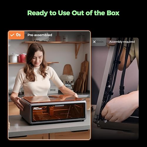 Miniatura 6 de Creality Falcon - Grabador láser A1 de 10 W, salida potente de 80,000 mW, totalmente cerrado, velocidad de 23.622 ins, posicionamiento automático de