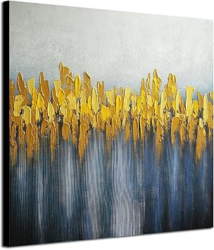 Wieco Art Pure Hand-Painted Modern Abstract Landscape Oil Paintings, 32x32 Inch Contemporary Canvas Wall Art, Ready to Hang Artwork for Home Bedroom Living Room Office Hotel Wall Decor