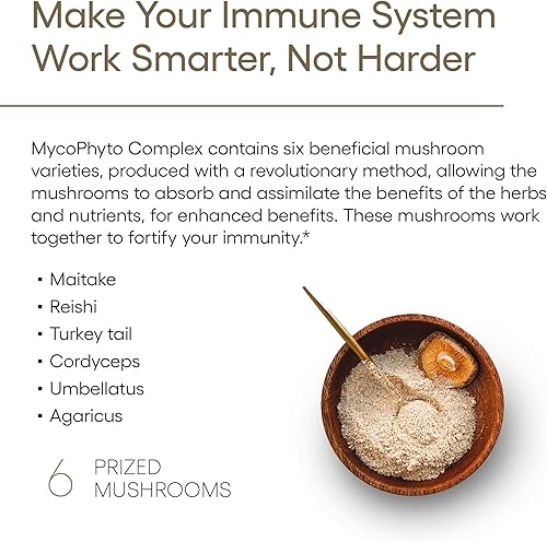 Miniatura 3 de EcoNugenics - MycoPhyto Complex - 60 cápsulas - Suplemento de mezcla de hongos para el sistema inmunológico Reishi, cola de pavo, cordyceps,