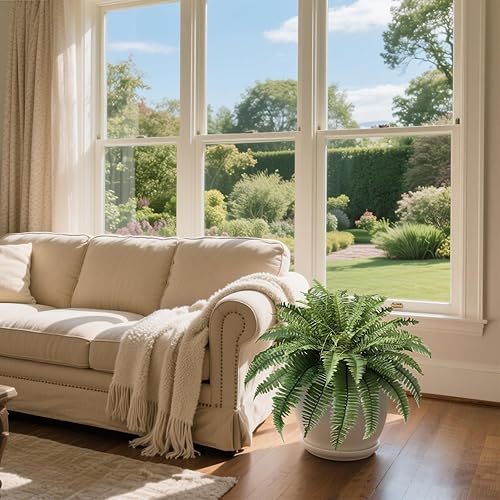 Miniatura 5 de Helechos artificiales colgantes de 41 pulgadas, helechos artificiales de Boston grandes, 61 ramas, planta verde seda artificial para decoración al