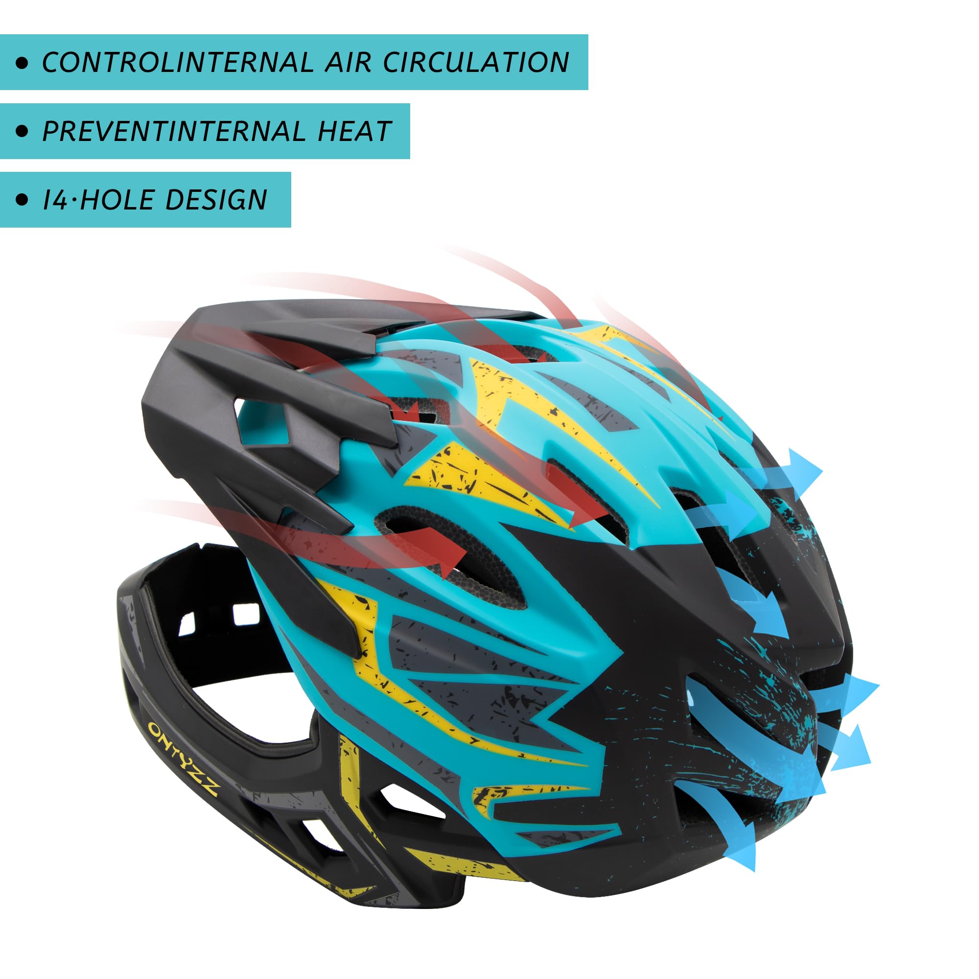 Dziecięcy kask rowerowy, lekki, integralny kask dziecięcy ze zdejmowaną ochroną podbródka, zdejmowany wizjer, kask do downhillu, do jazdy na deskorolce