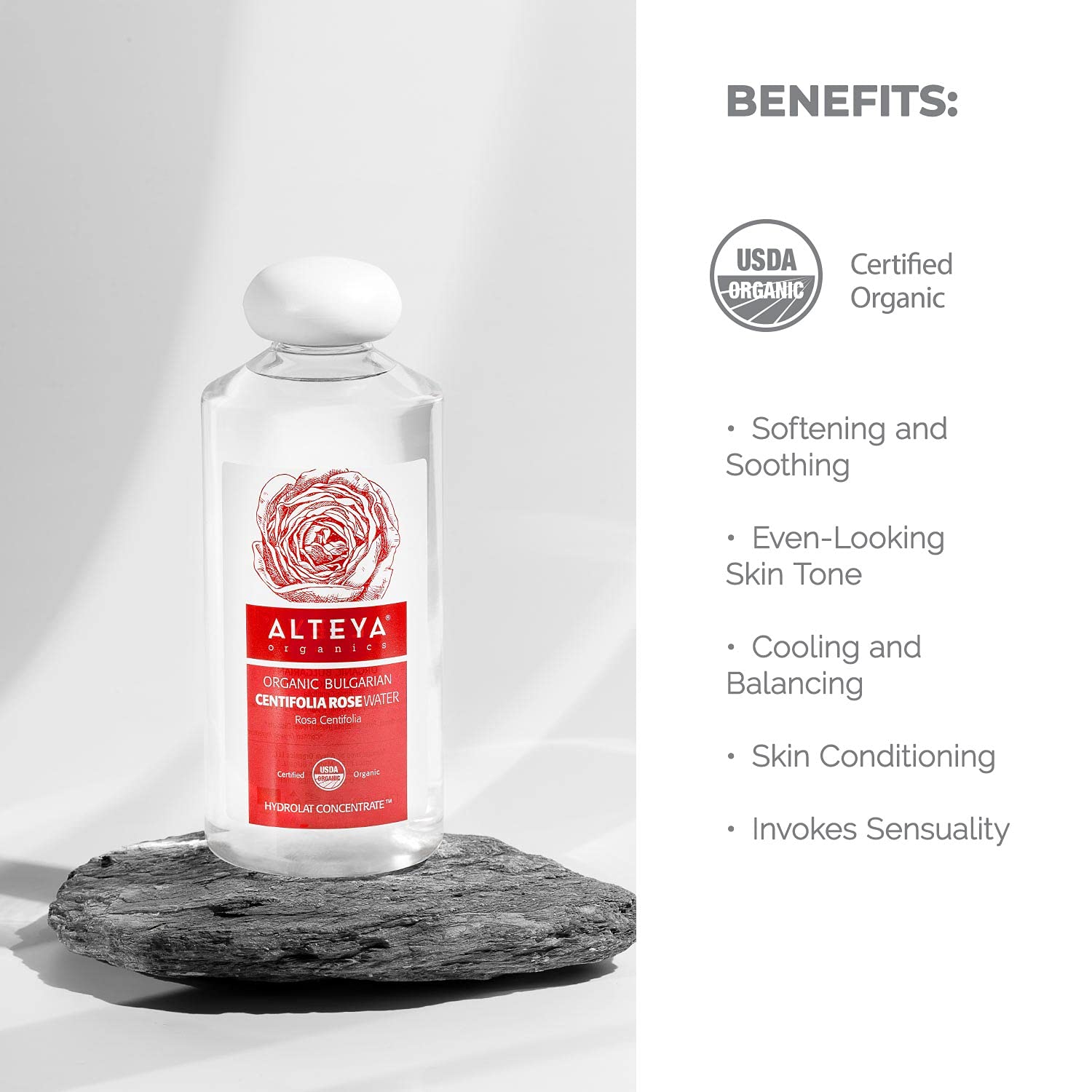 Alteya Organic Centifolia Rose Water 500ml - 100% USDA Certified Organic Big Bottle Authentic Pure Rosa Centifolia Flower Water Steam-Distilled and Sold Directly by The Rose Grower Alteya Organics