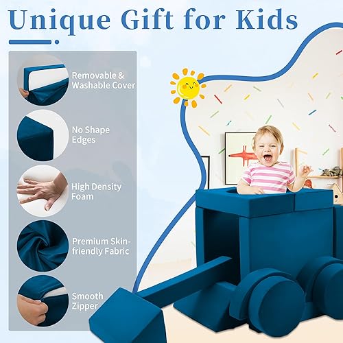 Miniatura 3 de Sofá modular para niños pequeños, 18 piezas, para construir fuerte, cojín de espuma convertible, muebles de suelo creativos para sala de juegos para