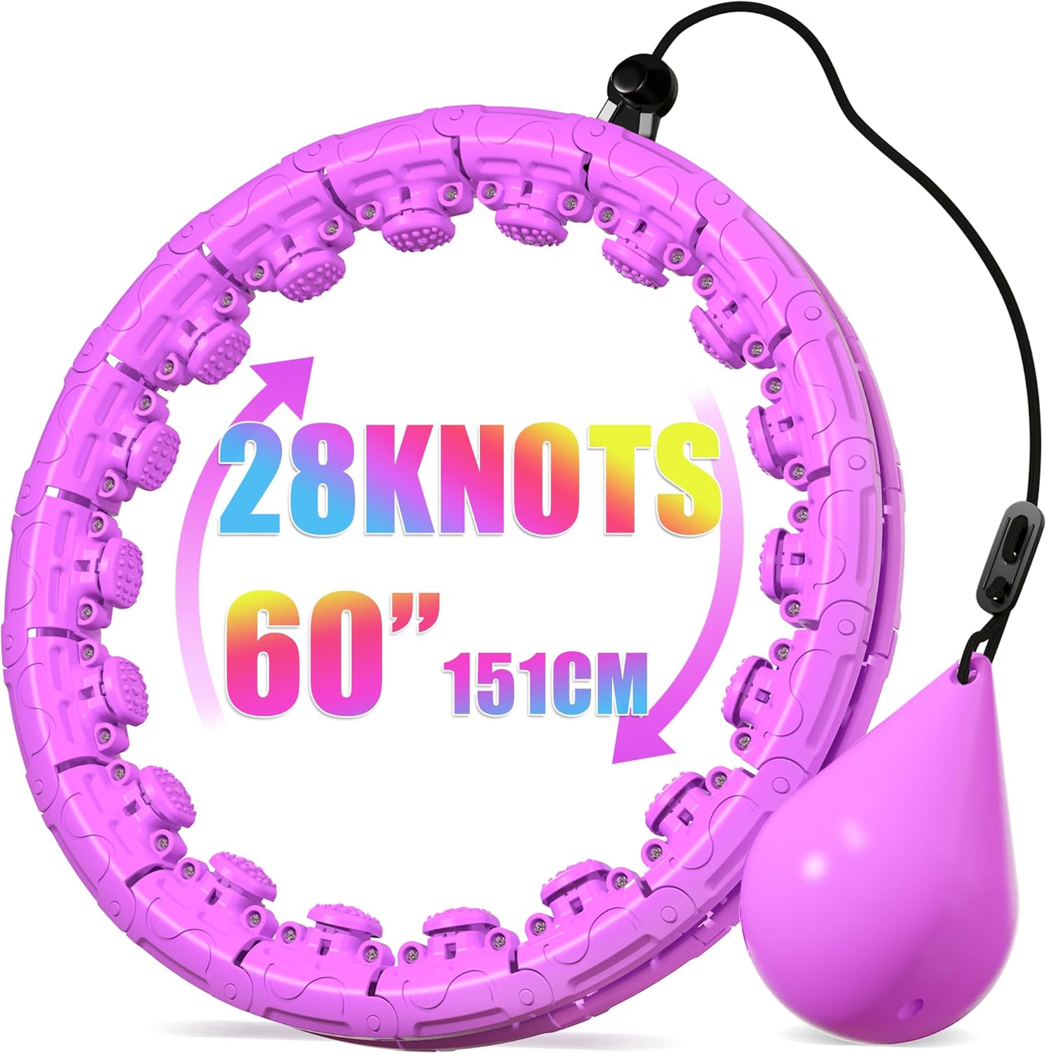 Weighted Hula Infinity Fitness Hoop for Adult Weight Loss, 2 in 1 Smart Fitness Workout Hula Circle Hoops with 28 Detachable Knots, Exercise Fit Hoop Suitable for Women and Beginners