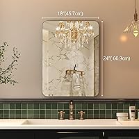 Vista 6 de dnbss Espejo de baño con marco negro de 18 x 24 pulgadas, espejos de pared con marco de metal, espejo de tocador rectangular montado en la pared