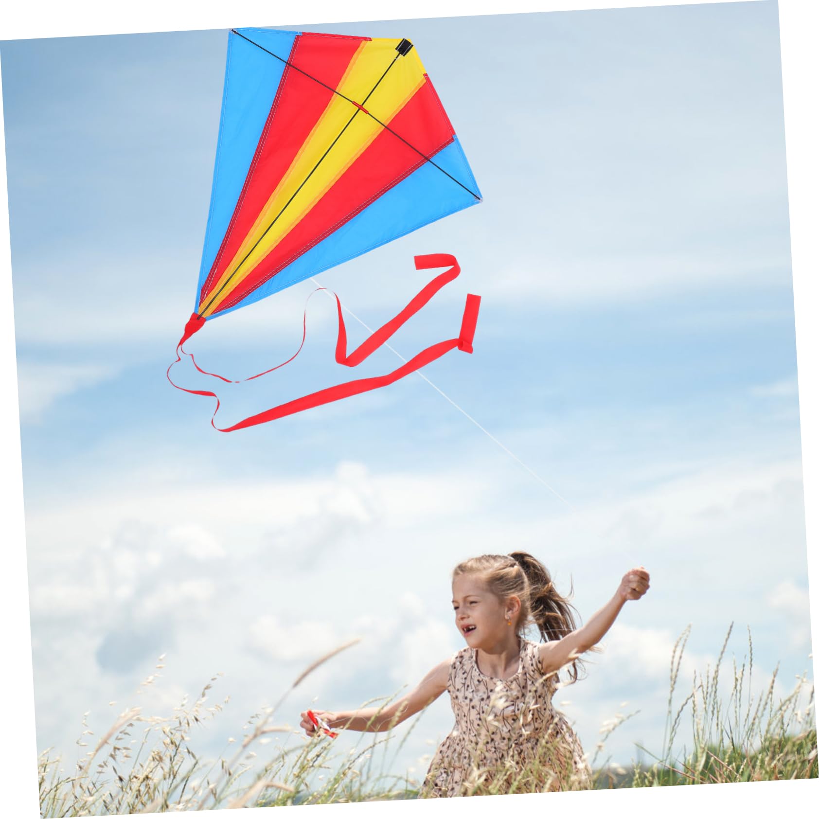 SUPVOX Shaped Long Tail Kite Easy to Fly Colorful Design for Garden Beach and Park Fun for All Ages
