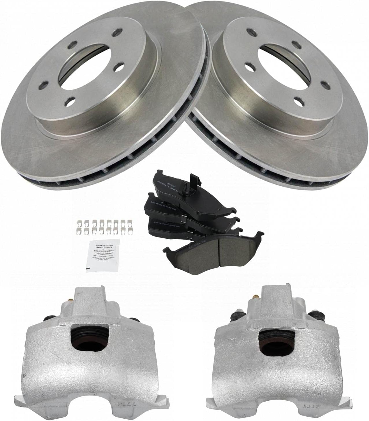 TRQ Front Brake Pad & Rotor Kit Brake Caliper Brake Pads Brake Rotor Semi-Metallic Compatible with 1993-1997 Chrysler Concorde 1994-1997 LHS 1994-1996 New Yorker Dodge Intrepid Eagle Vision
