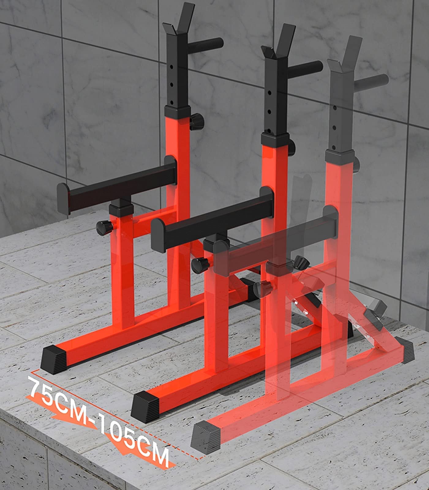 Amazon | 調節可能なスクワットバーベルラック、ホームジム多機能