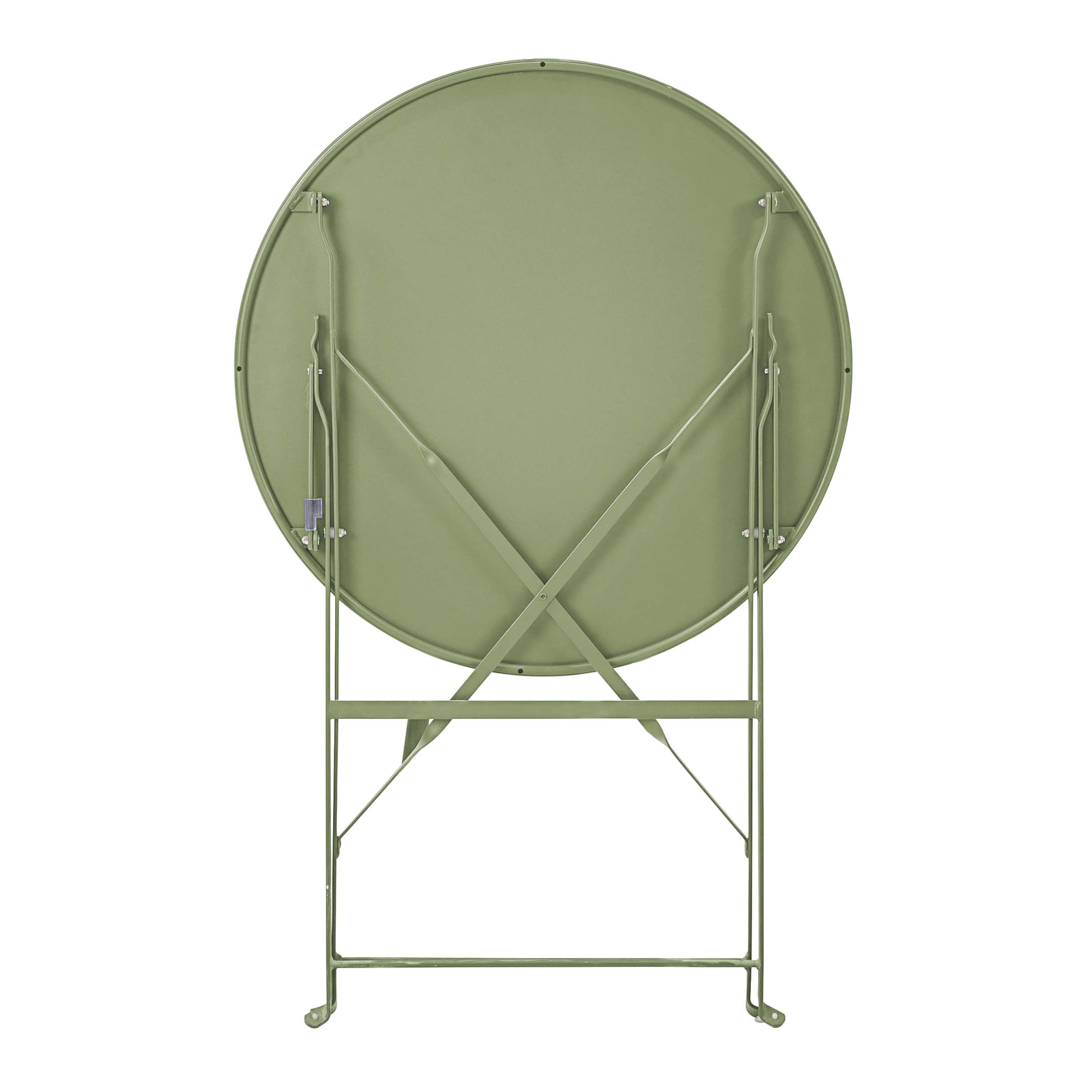 Oviala Table de terrasse Ronde Pliante et 2 chaises Pliantes Vert Tilleul