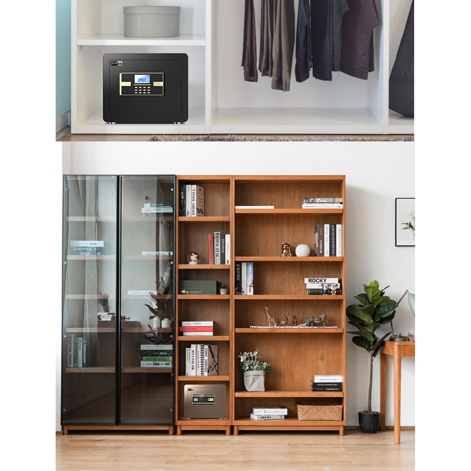 Safe Cabinet, Digital Security Steel Structure 3 Steel Locking Bolts Fireproof Waterproof Anti-Diebstahl Password Safe Cabinet Geeignet für Home Office Hotel Travel (schwarz)