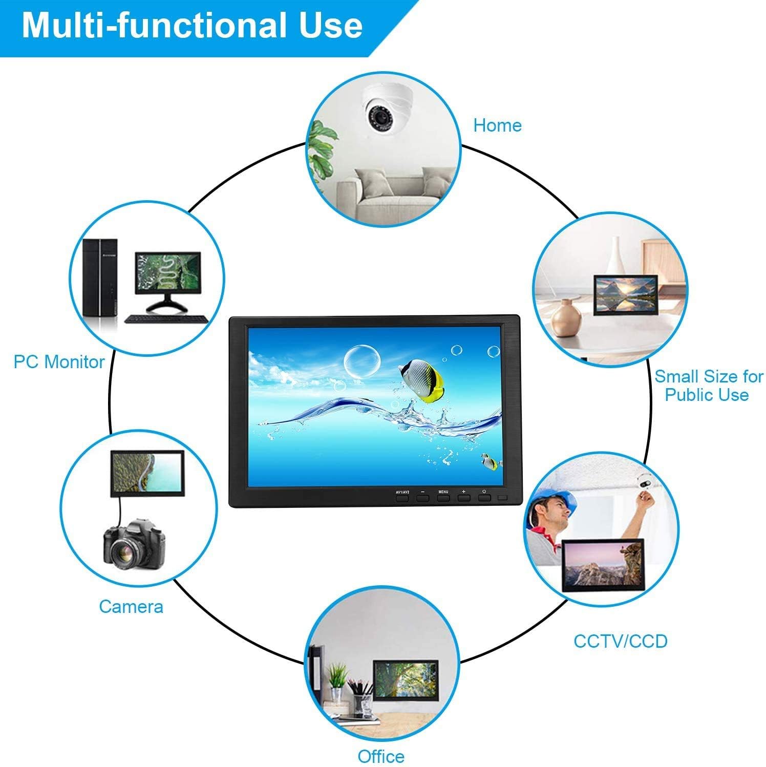 Lіmіtеd Stосk Security Monitors 10.1 Inch LED Monitors HDMI/BNC/AV/VGA/USB Input 1920x1200 IPS Resolution Touch Buttons Video and Audio Displays CCTV Screen Uр Tо 40% оƒƒ Security Monitors 10.1 Inch LED Monitors HDMI/BNC/AV/VGA/USB Input 1920x1200 IPS Resolution Touch Buttons Video and Audio Displays CCTV Screen