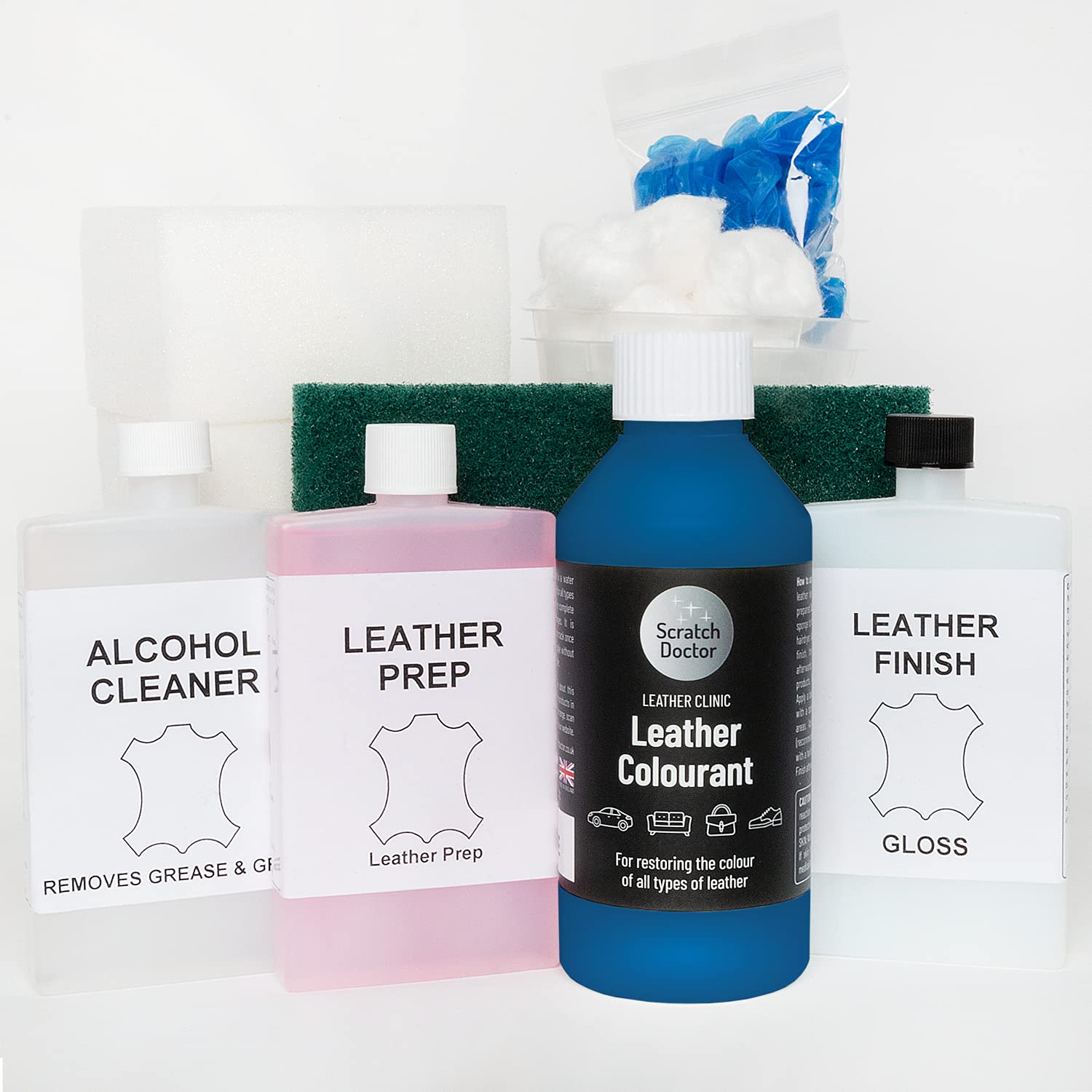 Buy Leather Clinic Complete Leather Recolouring Kit Blue 250ml Dye