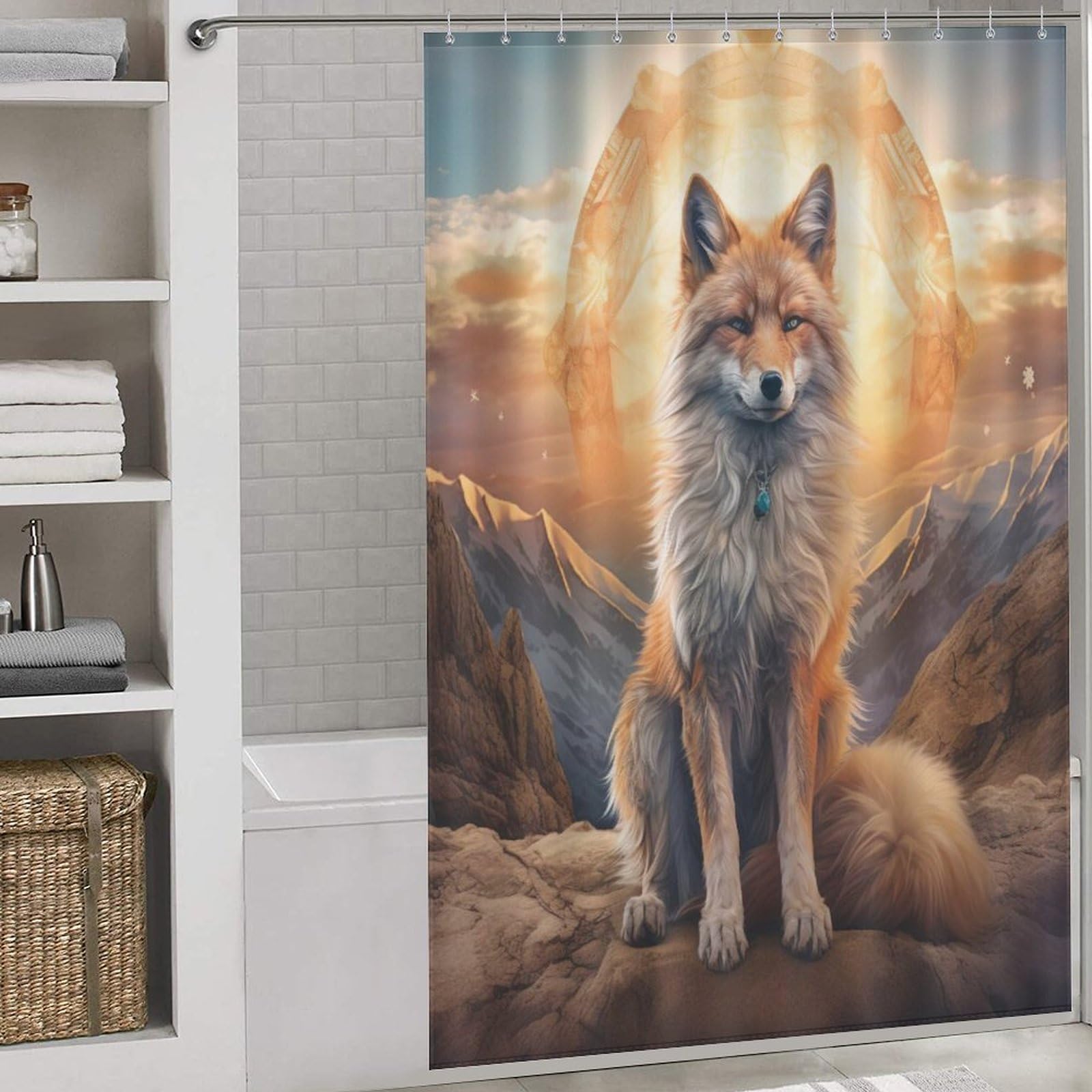 Rideau de douche renard en polyester lavable 152x183cm