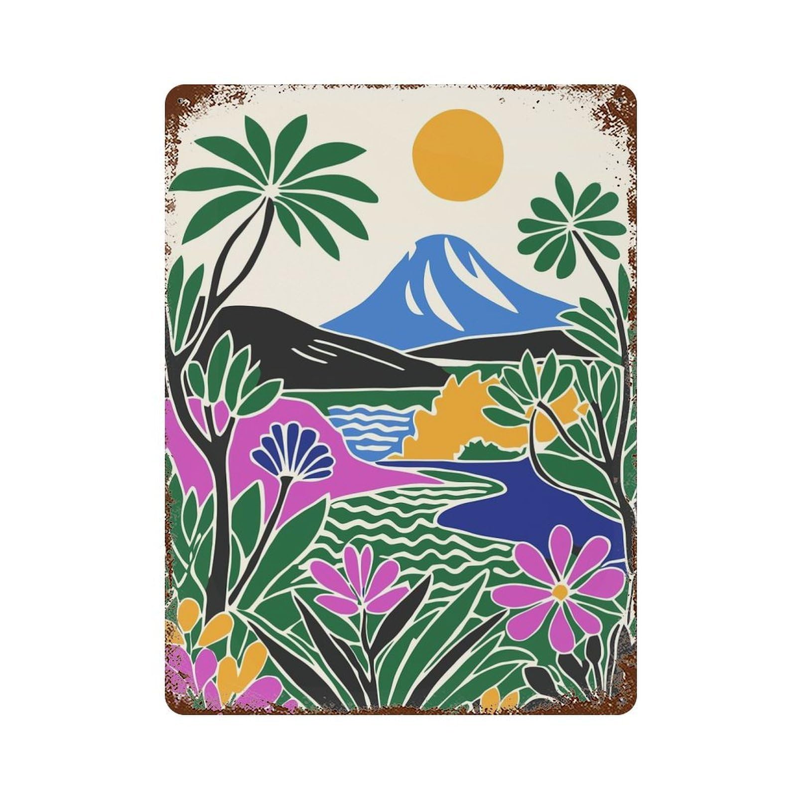 Hawaii Travel Destination Rust Effect Tin Sign 15.7"x11.8", Vintage Wall Decor for Garage, Pub Or Kitchen