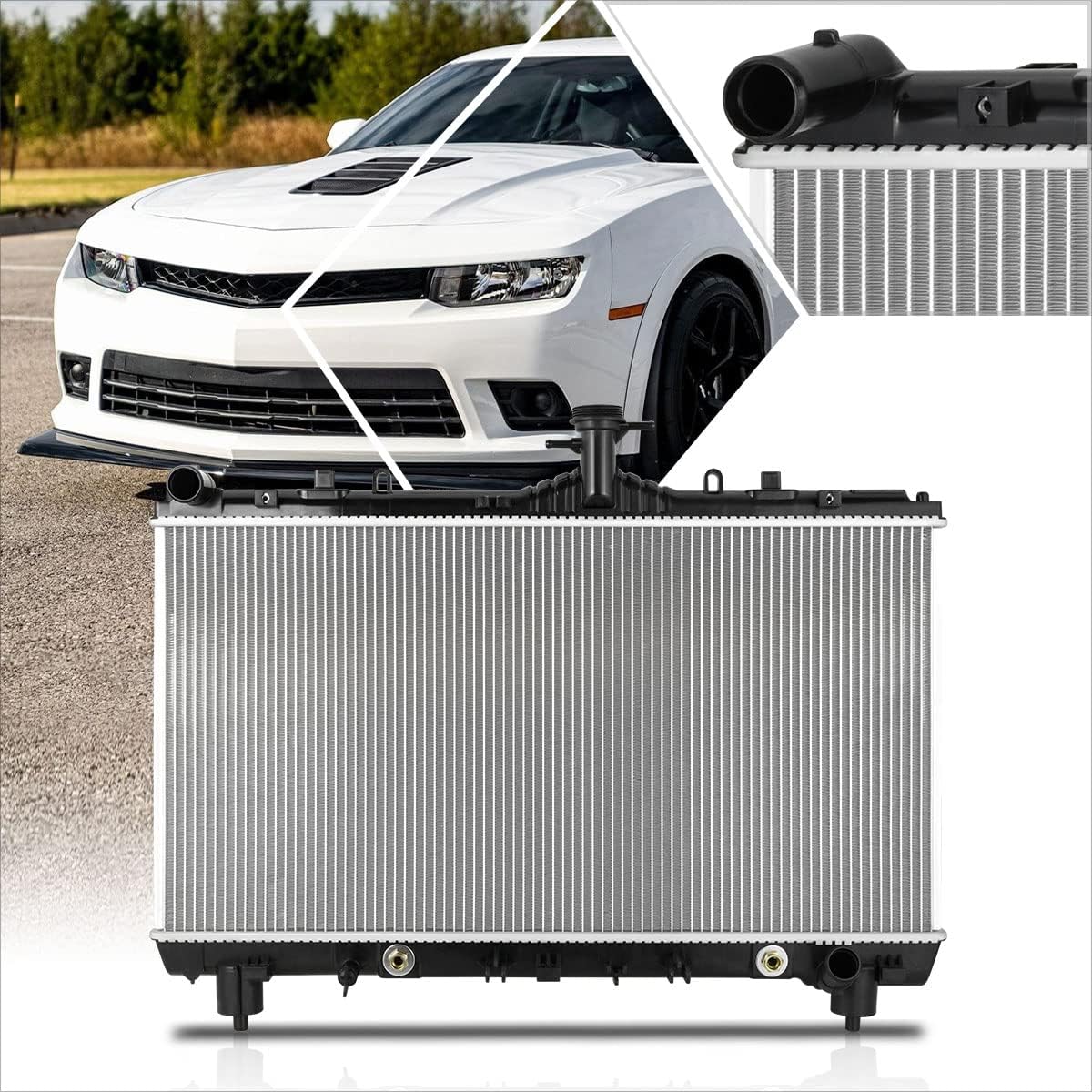 OE Style 1-Row Aluminum Radiator Compatible with Chevy Camaro 3.6L AT 2012-2015,DPI 13341