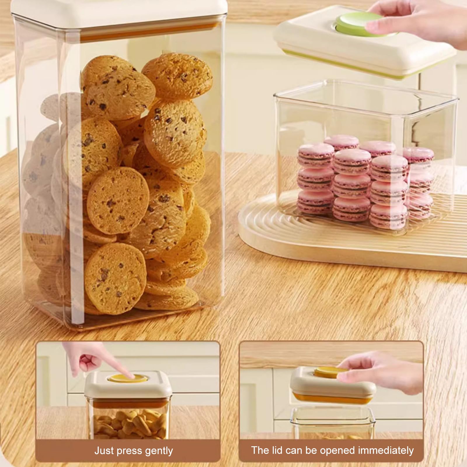 HLTYGWX Vakuumversiegelter Vorratsbehälter für die Küche, stapelbar, auslaufsicher, robust, für Reisen im Kühlschrank (grün, 1800 ml)