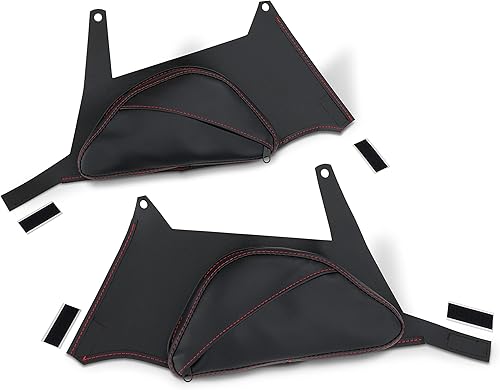 Mostrar las bolsas laterales dobles del tanque del cromo para Can Am Ryker H40-401RED con la costura roja del acento, Negro con rojo (black with Red