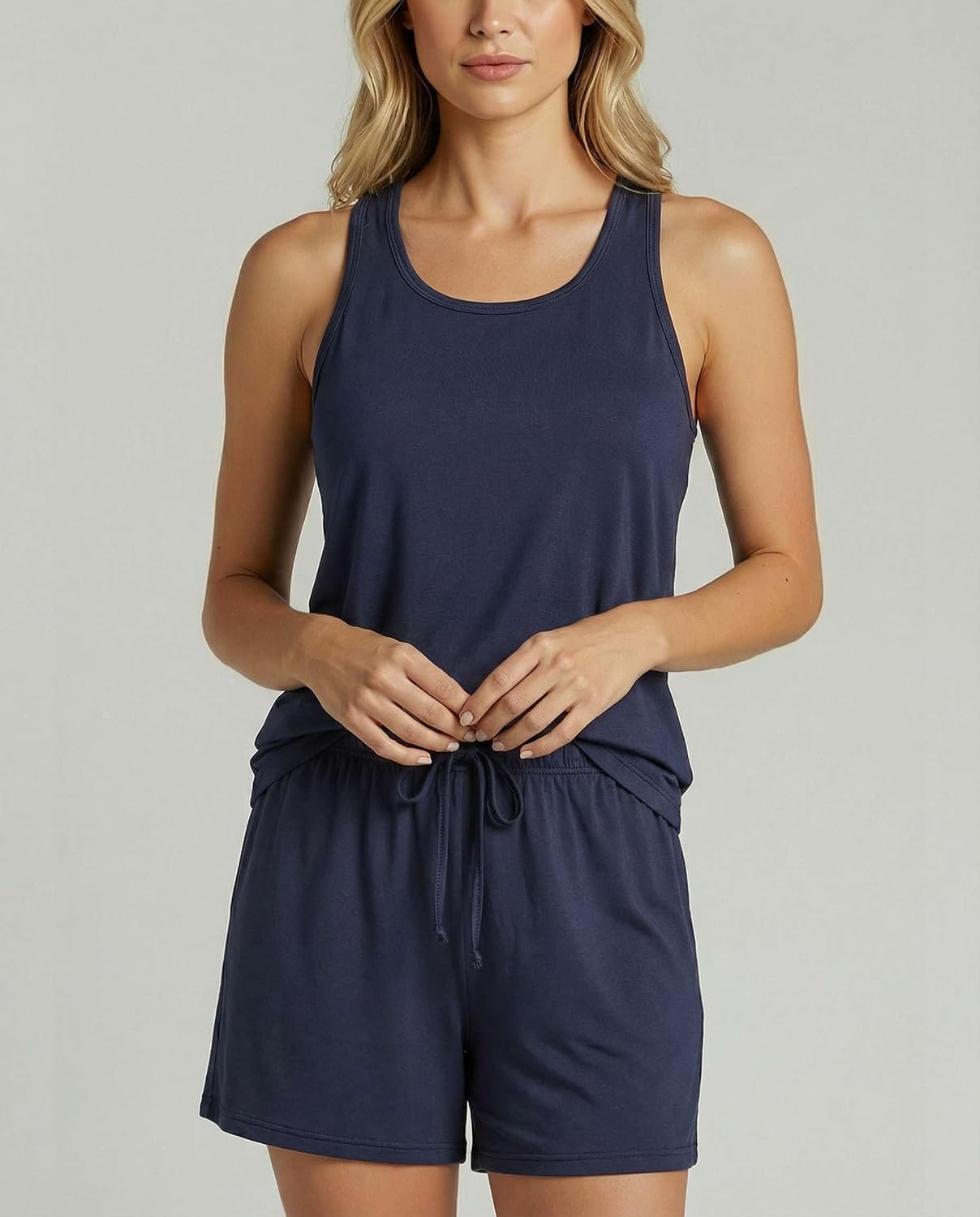 Real Essentials 4 Piece: Women's Super-Soft Tank Top and Short Pajama Set - Loungewear Sleepwear (Available in Plus Size)