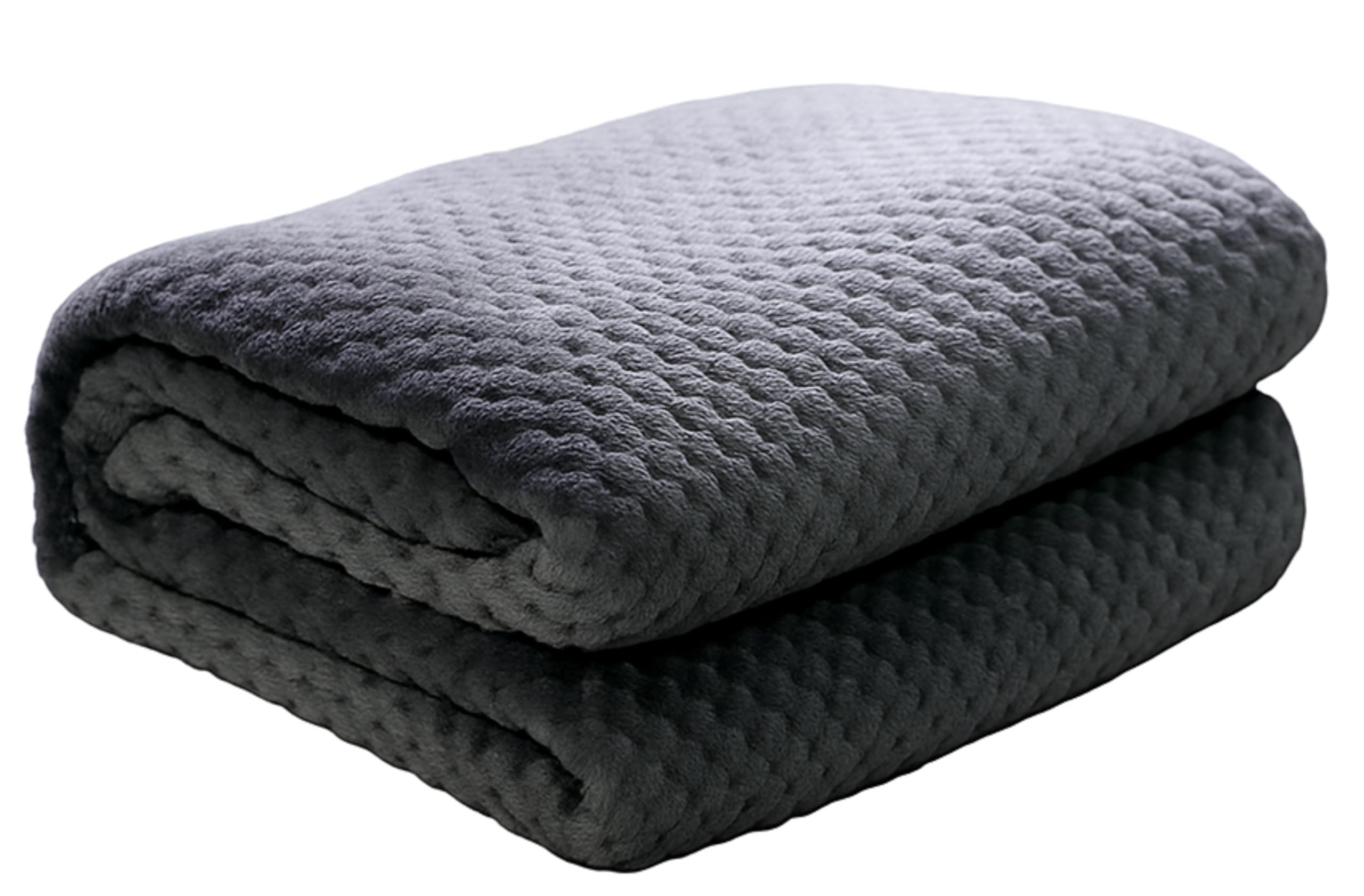Adore Home Fleece Honeycomb Throw Soft Waffle Popcorn Blanket For Sofa Bed Travel, Slate, 200x240cm