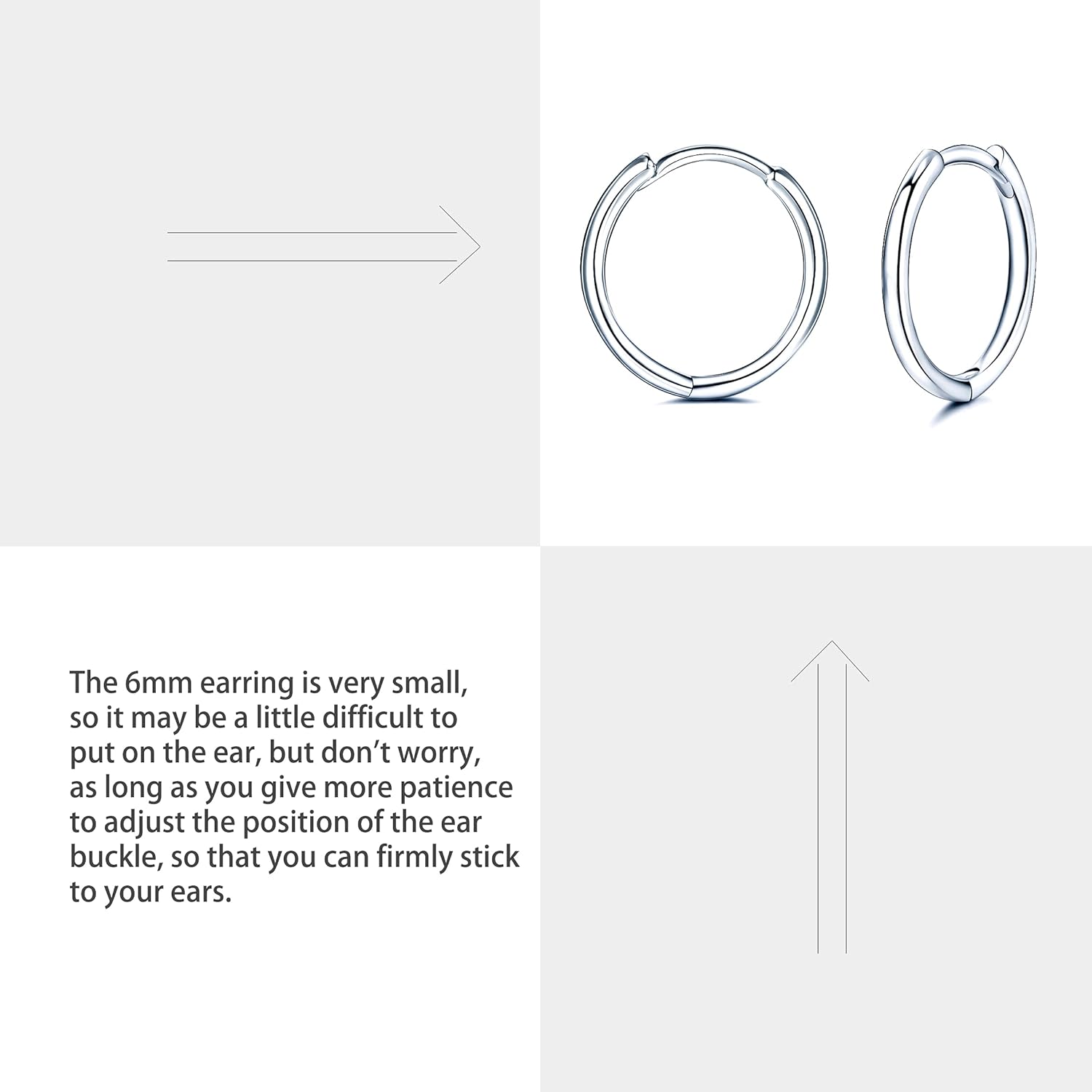 925 Sterling Silver Small Hoop Earrings Set - 14K White Gold Plated Silver Hoop Earrings | Tiny Endless Huggie Hoop Earring Cartilage Earrings for Women - Image 3