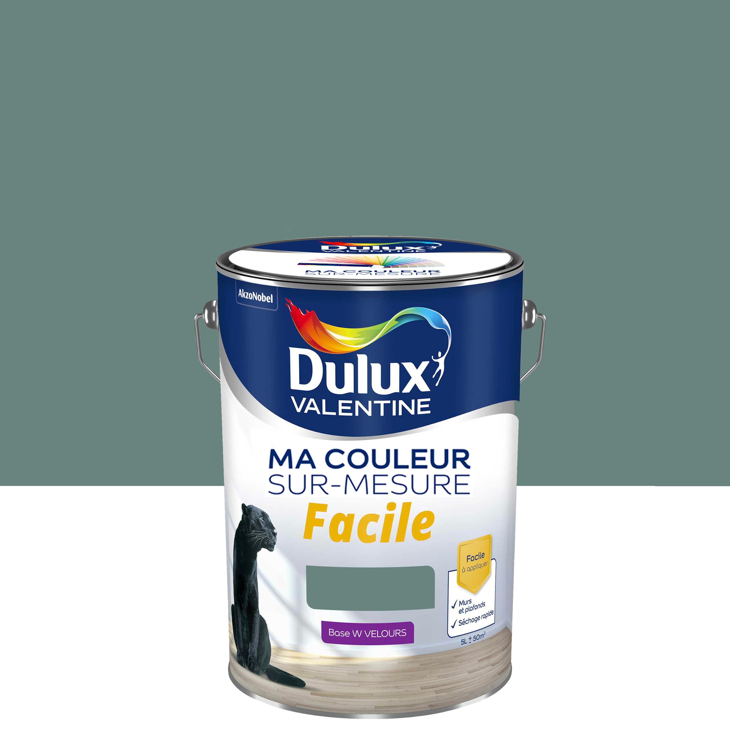 Ma Couleur Sur-mesure par Dulux Valentine – Peinture Intérieure Murs, Plafonds, Boiseries - Facile à appliquer - Velours Vert Celadon 5 L