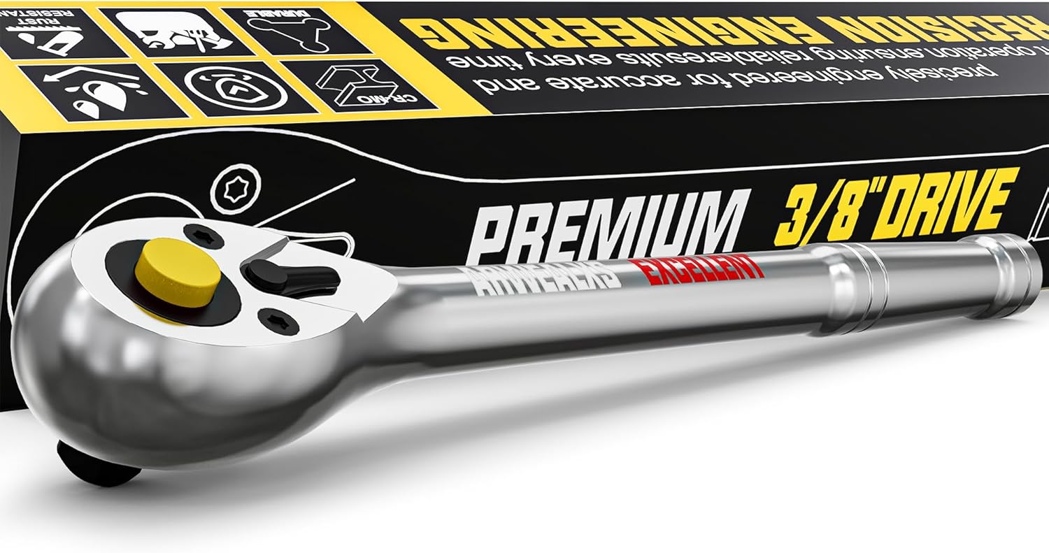 3-Piece Stubby Ratchet Set, 1/4", 3/8", 1/2" Drive Ratchet Handle, 9cm, 10.5cm, 13.5cm Ratchet Wrench, 72-Tooth Quick-release, Full Polished, for Auto Repair, Mechanical Repair