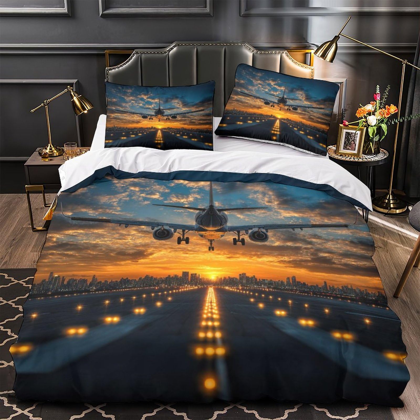 Housse de couette hypoallergique King contre les acariens motif plage surf 3D