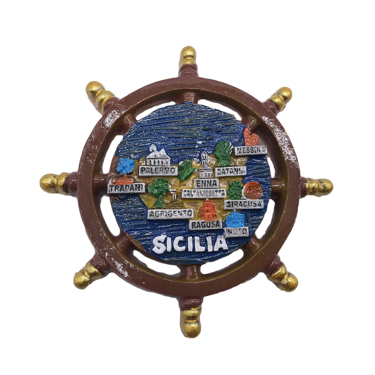 Wedarego Sicily Rudder 3D Rudder Sicilia Sicily Italy Refrigerator Magnet Tourist Travel Souvenirs Handmade Resin Craft Magnetic Stickers Home Kitchen Decoration Fridge Magnet Collection Gift