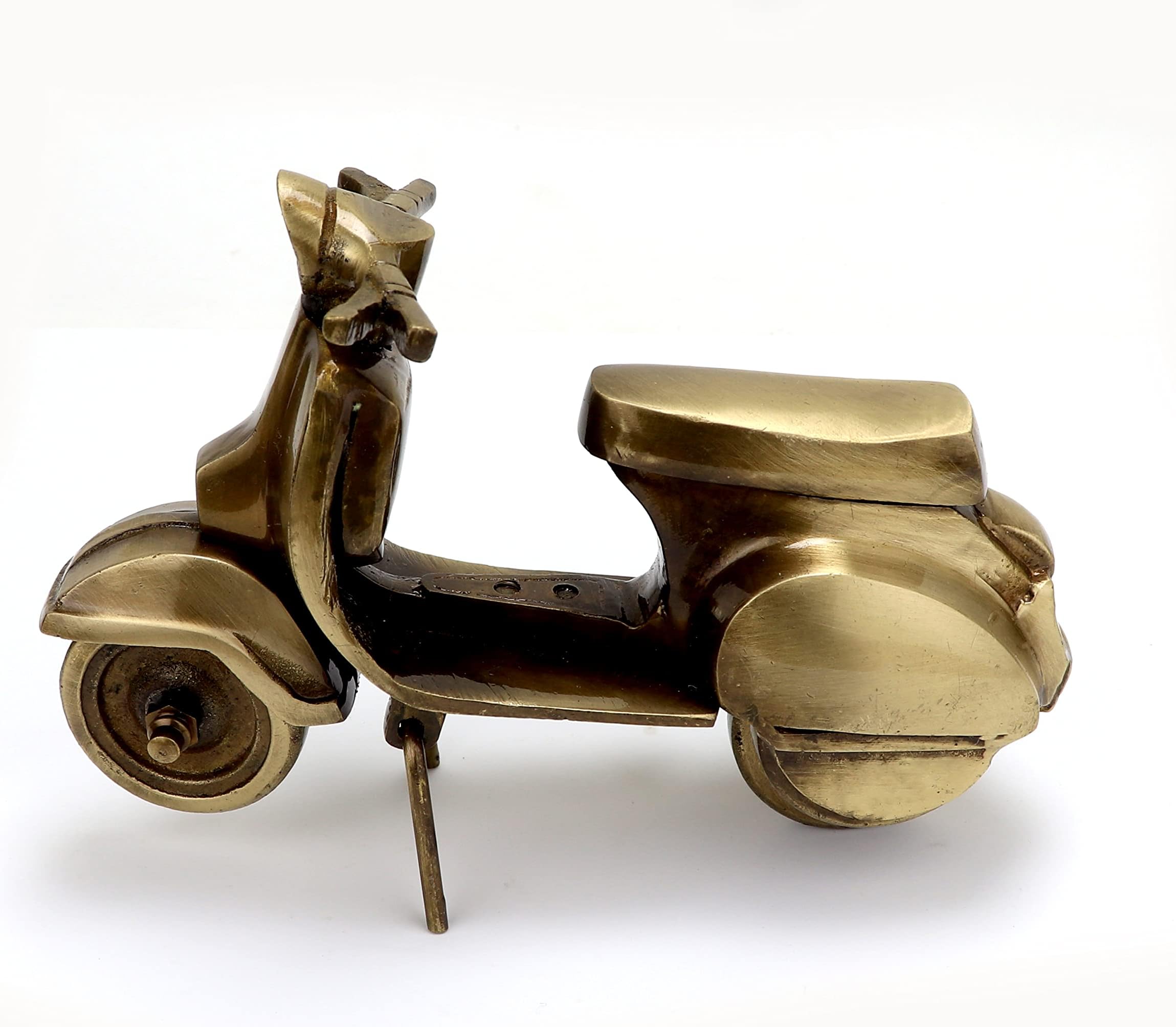 Two Moustaches Brass Vintage Scooter Miniature Showpiece Figurine Statue for Home, Brass Antique Showpieces for Home, Standard, Pack of 1