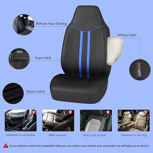 Miniatura 3 de CAR-GRAND - Fundas para los dos asientos delanteros del auto, de ajuste universal, deportivas, Rainbow, con respaldo alto, compatibles con bolsa de