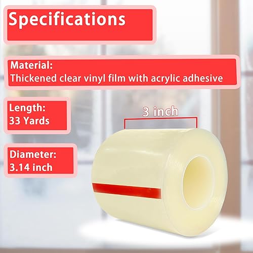 Miniatura 2 de Birllaid Cinta de sellado transparente para ventanas, 3 pulgadas x 33 yardas, cinta de sellado de aislamiento de ventana, sin residuos, transparente