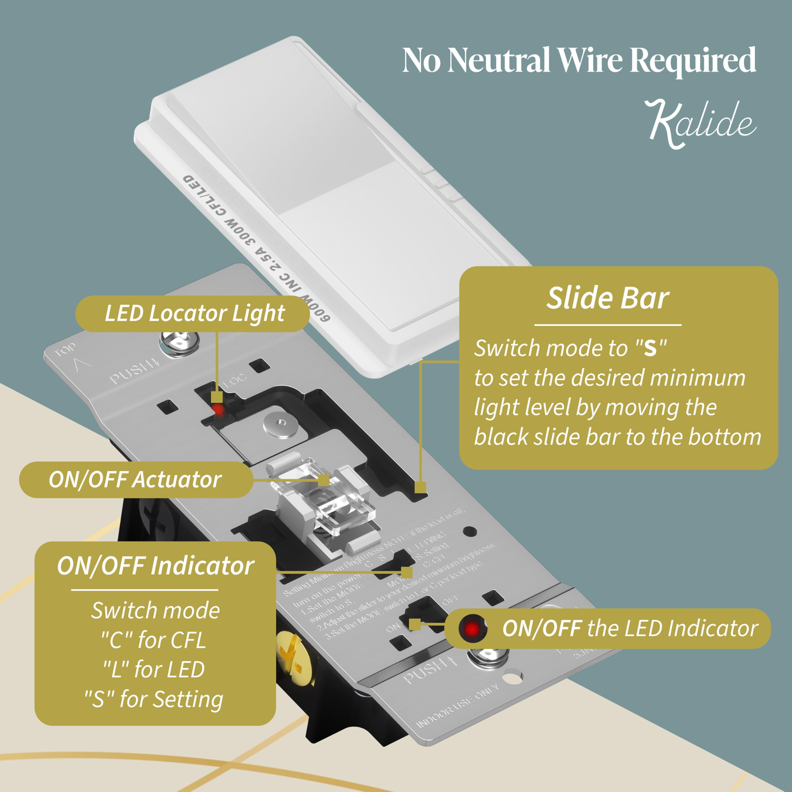 TOPGREENER Interruptor De Luz Tipo Pá Dimmer Kalide, Interruptor