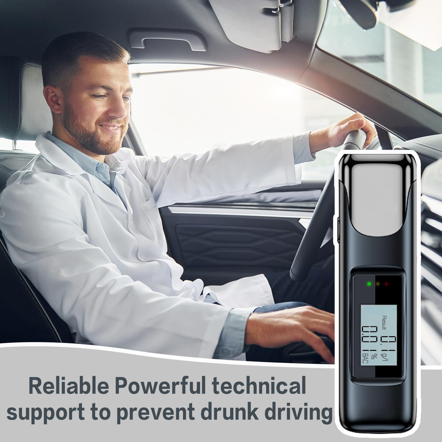Alcoholimetro Homologado,Test Alcoholemia con Pantalla LCD y Batería Recargable USB,Alcoholimetro Digital,Test de Alcoholemia Fiable y Rápido,Ideal para Uso Personal, Doméstico y Fiestas