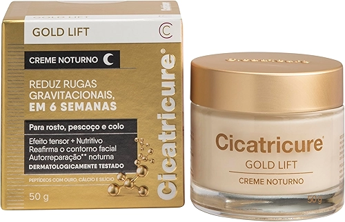 Cicatricure Gold Lift Creme Noturno Facial Hidratante Antirrugas com Efeito Tensor, Nutritivo para Autorreparação, Reafirma Contorno, Reduz Rugas Gravitacionais em 6 Semanas, Clareador 50g
