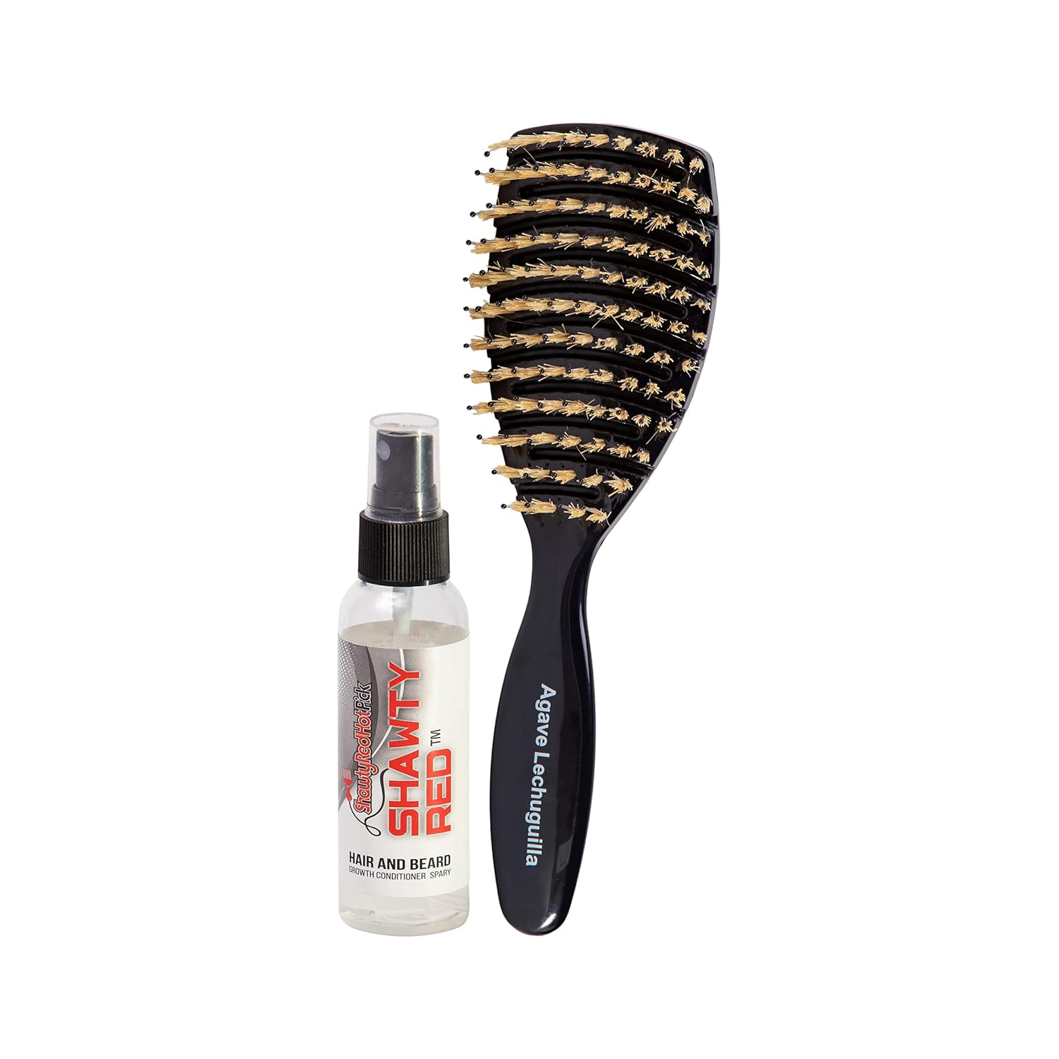 KoSher Bamboo Hairbrush (Boar-Free and Cruelty-Free), Plant-Based Hairbrush 100% Bamboo Soft Bristles with Flexible Massaging Nylon Ball Tipped Pins Included Growth Conditioner Spray (3 in one Agave)