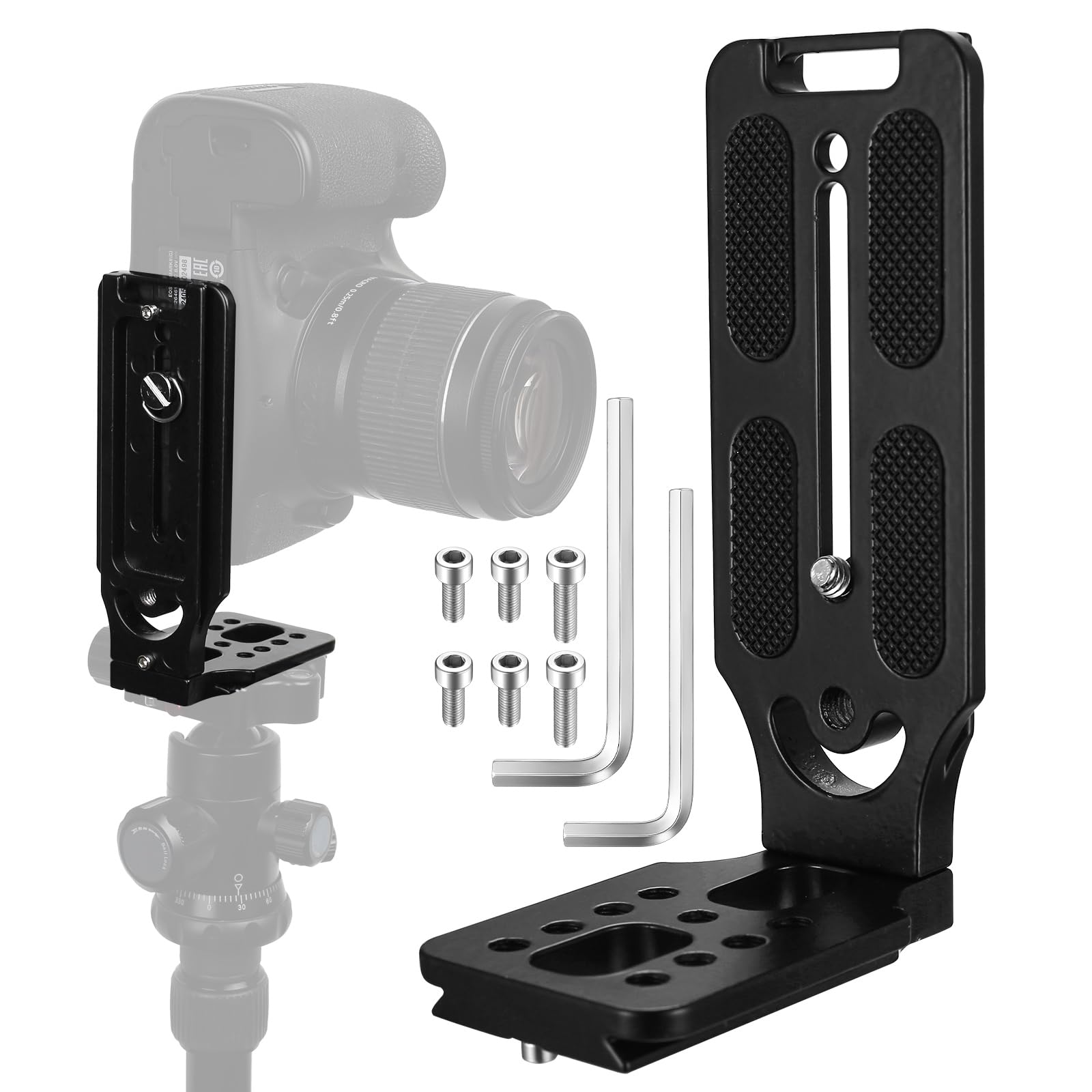 Support en L pour appareil photo reflex numérique Arca Swiss à dégagement rapide, support horizontal vertical pour trépied d'appareil photo avec vis de 6,35 mm, compatible avec les trépieds DJI Canon