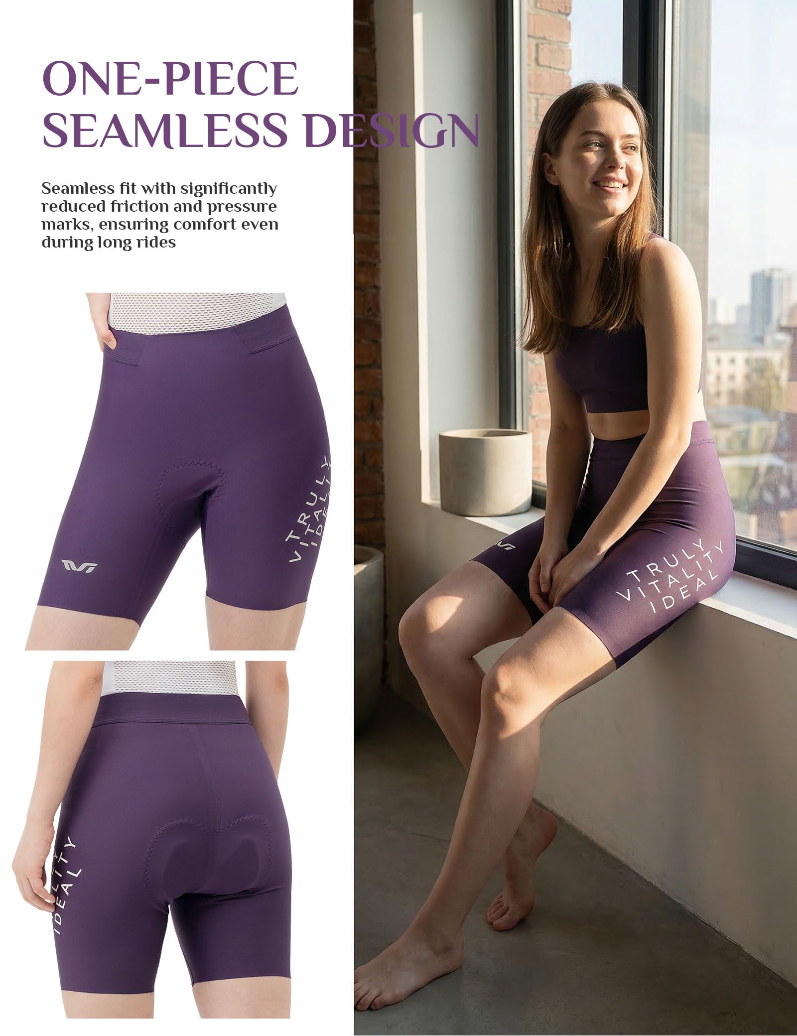 ROCKBROS TVI Pantaloncini Ciclismo Donna, Shorts con Fondello Imbottito, Traspiranti ed Elastici, Asciugatura Rapida, per MTB, Bici da Corsa, Allenamento, Palestra, Yoga