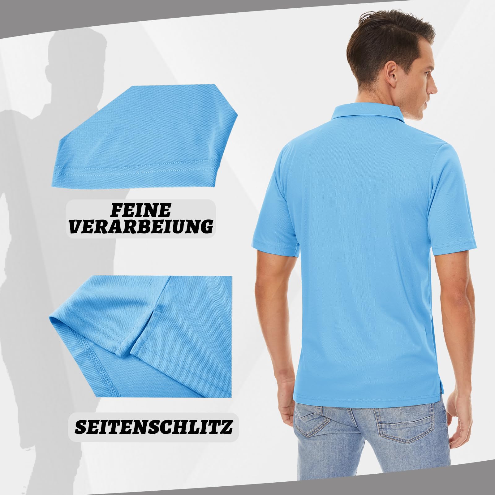 KEFITEVD Polo à Manches Courtes à Séchage Rapide pour Hommes T-Shirt de Golf Décontracté Régulier pour Hommes avec Boutons