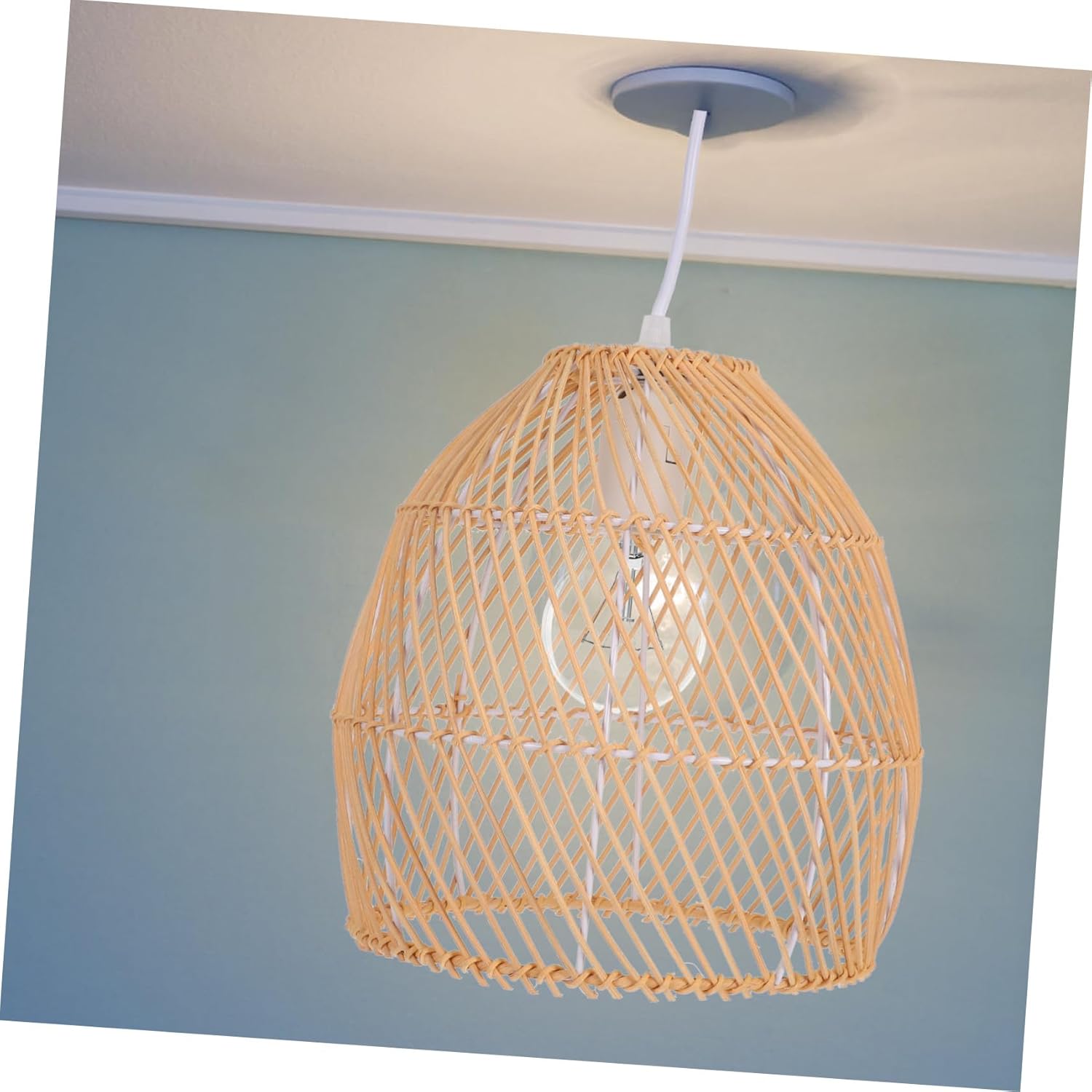 DOITOOL Ceiling Lamp Shade Woven Lampshade Open Bottom Easy Bulb Replacement for Home Decor