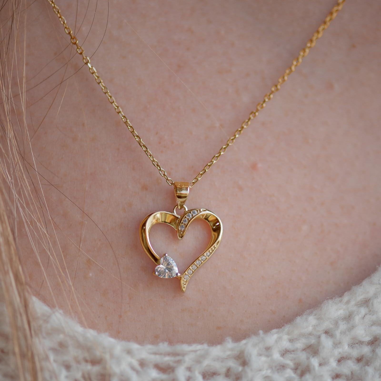 Herzkette Silber 925 / Gold vergoldet Halskette Damen Ich liebe Dich