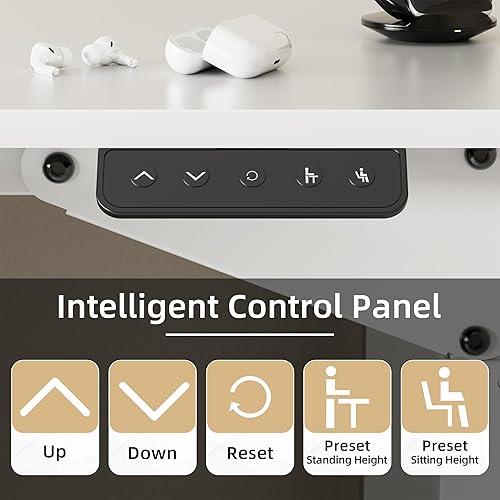 Miniatura 7 de Escritorio eléctrico de pie de 4 patas, mesa ajustable de altura de 63 x 28 pulgadas con motor dual fuerte, estación de trabajo para computadora con