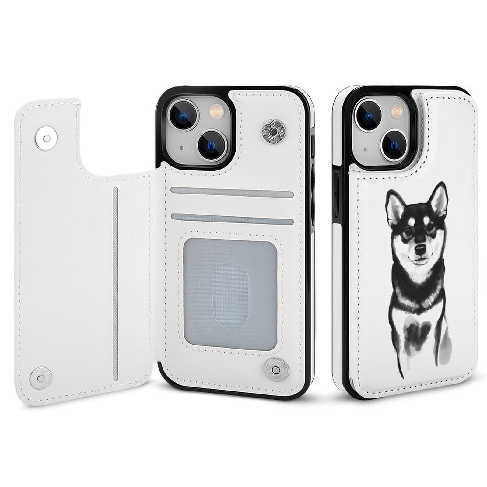 Amazon.co.jp: iPhone16 ケース 柴犬 黒柴 手帳型 PUレザー