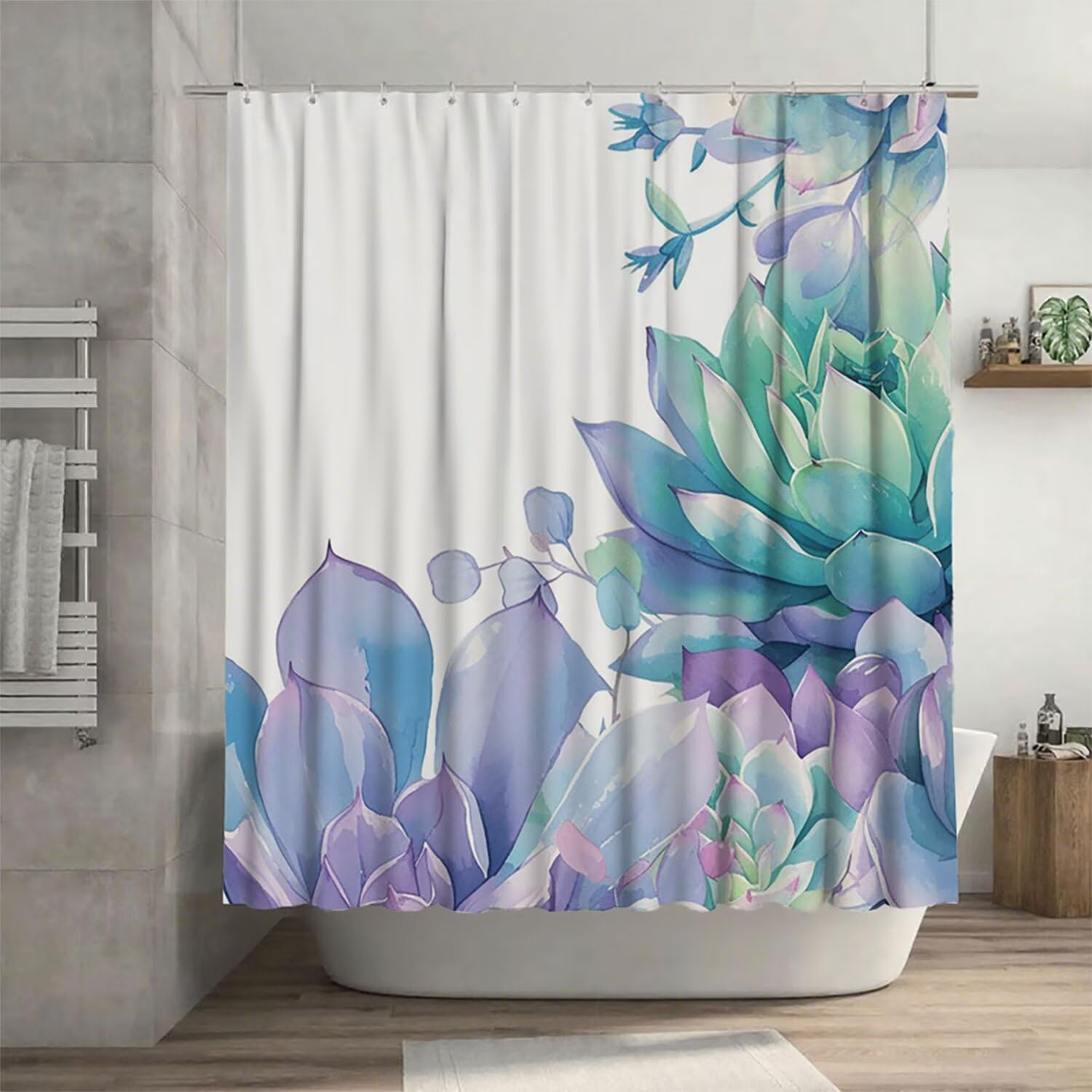 Abstrakt Duschvorhang 160 x 200 cm, Duschvorhang Kaktus Muster mit 12 Duschvorhangringe, Waschbar Polyester Stoff Wasserdicht und Trocknet Schnell Badevorhang Badewanne, Geschenke für Frauen G-142