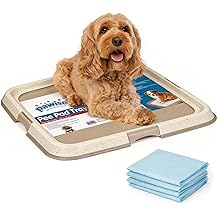 Pawise Upgraded Dog Pee Pad Holder for Puppy, Puppy Pad Holder Tray, Pet Training Pee Pad, Indoor Potty Tray for Senior Dogs, Dog Toilet for Newborn Puppies, Includes 4 Pee Pads,23.5" x 23.5"