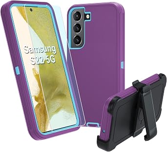 for Galaxy S22 5G case,Samsung S22 Heavy Duty case,[Military Grade Protective ],[Shockproof] [Dropproof] [Dust-Proof], Compatible with Samsung Galaxy S22 5G PurpleSky Blue
