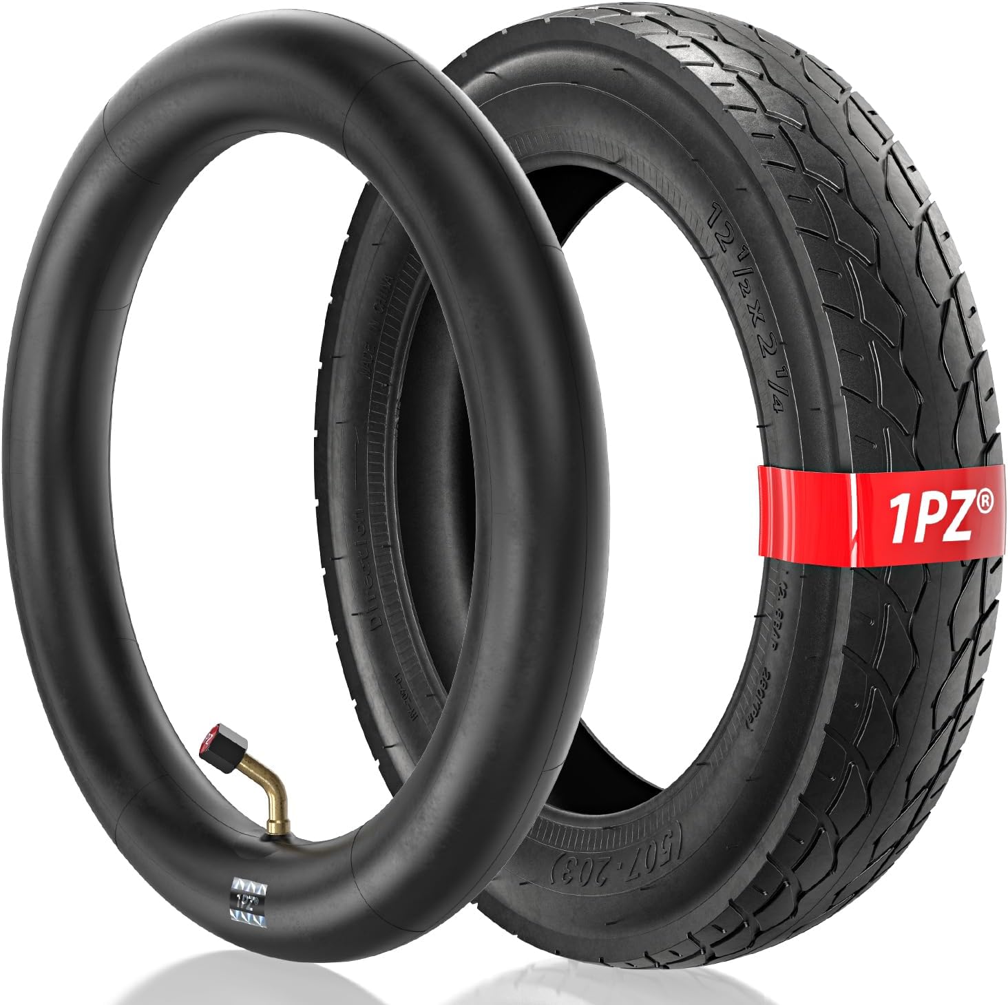 1PZ ER5-T02 Heavy Duty 12.5x2.25 (12-1/2 x2-1/4) Tire & Inner Tube Set with Angled Valve Stem for Electric Scooters Razor Pocket Mod Currie Schwinn GT IZIP eZip